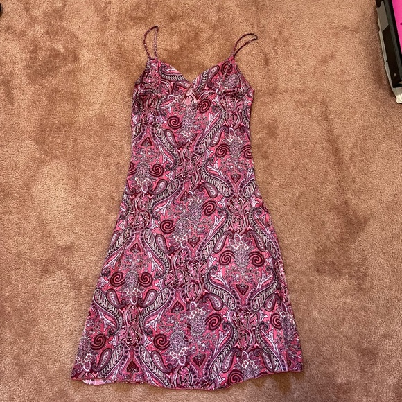 Women's slip dress pink fuchsia paisley French style fashion size 2 - Picture 5 of 9